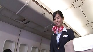 Japanese stewardess Nozomi Aso enjoys having sexual congress with a pilot